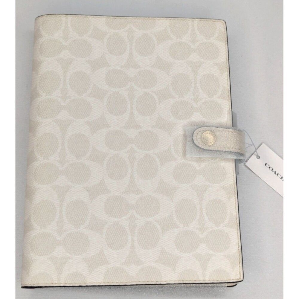 Coach Notebook - CZ198 White Chalk Signature Canvas/Smooth leather - NWT
